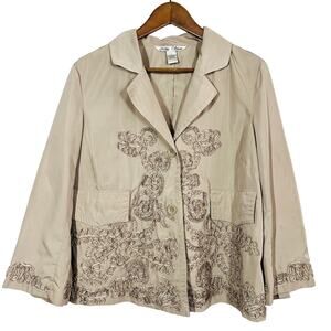 Nikki Valenti Crepe Floral Top Shacket Oversized Apron Style Pockets - L